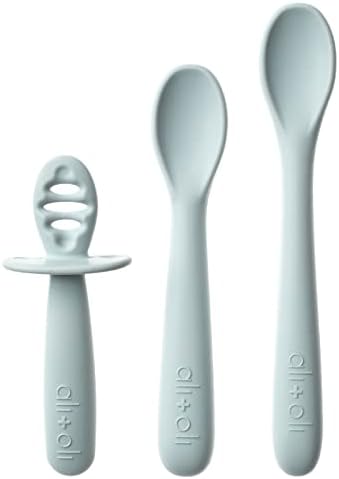 AliOli 3pc Silicone Spoon Set for Baby Self-Feeding Ergonomic Design