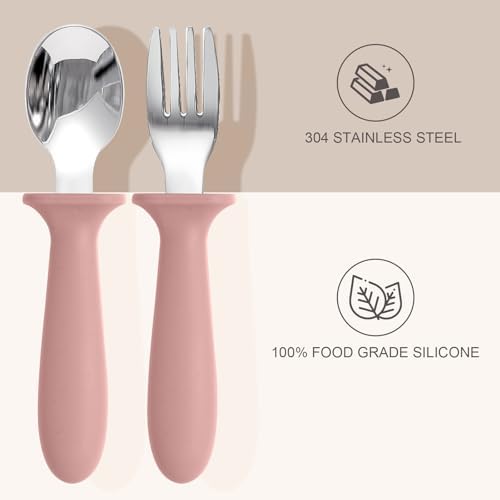 Eascrozn Toddler Spoons and Forks Set - 6-Piece Silverware for Kids