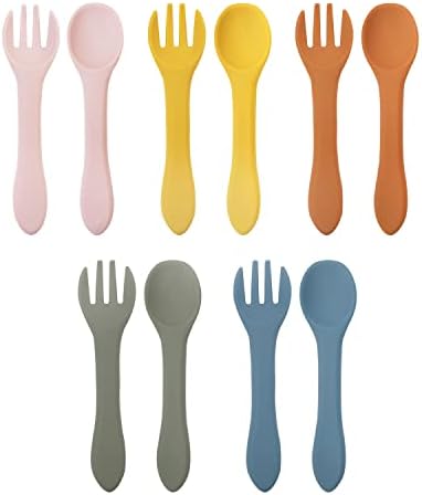 10 Pcs Silicone Baby Spoons and Forks Self-Feeding Baby Utensils