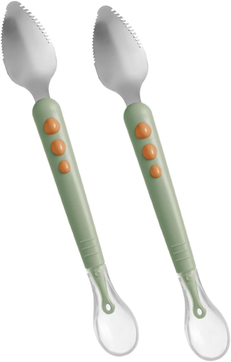 Double-Ended Silicone Spoons for Safe Feeding - Ergonomic Design Gently Scrub Feeds