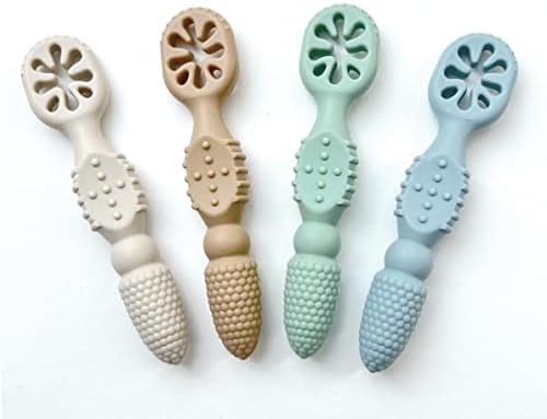 Babys First Spoon Self-Feeding Spoon Toddler Utensil BPA-Free Silicone 4-Pack