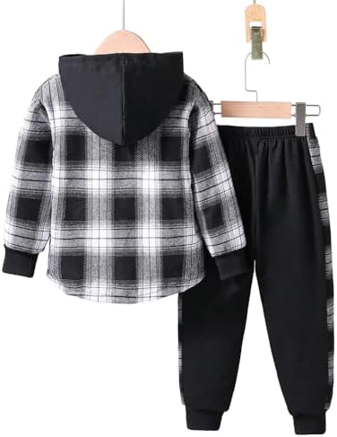Nivne Toddler Plaid Hoodie Set for Boys