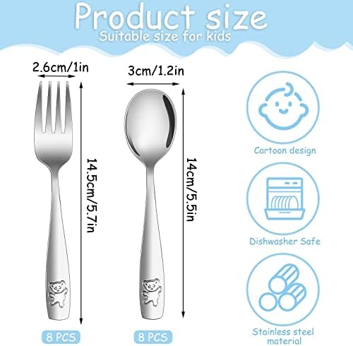 Pimoys 12-Piece Kids Silverware Set for Toddlers Preschoolers