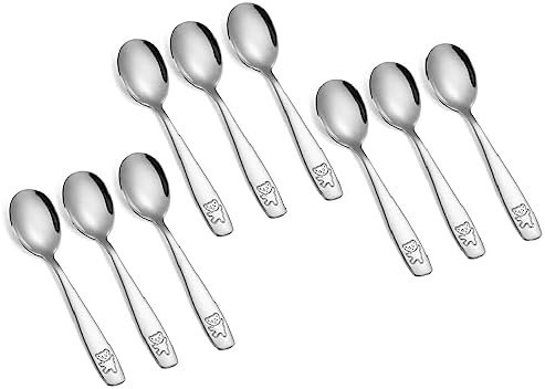 Pimoys 9-Piece Stainless Steel Toddler Spoons for Kids Safe and Durable