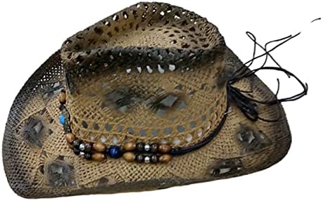 UANGKOU Womens Cowboy Straw Hat Foldable Beach Hat
