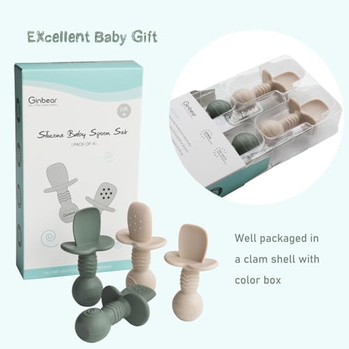 Ginbear Platinum Silicone Baby Spoons