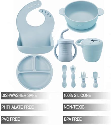 PandaEar Silicone Baby Feeding Set 9PCS Baby Led Weaning Supplies