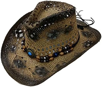 UANGKOU Womens Cowboy Straw Hat Foldable Beach Hat