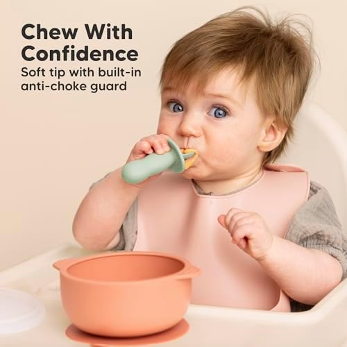 KeaBabies 4-Pack Silicone Baby Utensils Set with Suction Plates