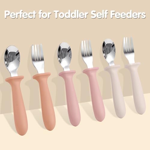 Eascrozn Toddler Spoons and Forks Set - 6-Piece Silverware for Kids