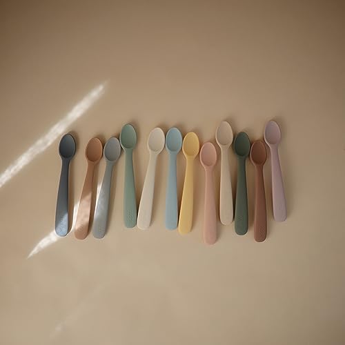 Mushie Silicone Baby Feeding Spoons 2 Pack StoneCloudy Mauve