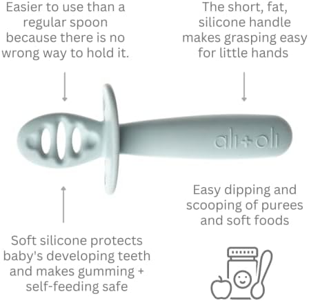 AliOli 3pc Silicone Spoon Set for Baby Self-Feeding Ergonomic Design