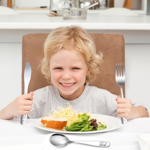 9 Piece Stainless Steel Kids Polished Flatware Set for Toddlers