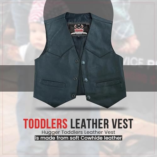 Hugger Kids Leather Vest Premium Rugged Jacket for Bikers and Kids