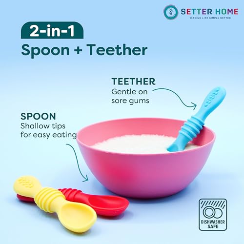 Silicone Baby Spoons for Self-Feeding Training - 6 Pack