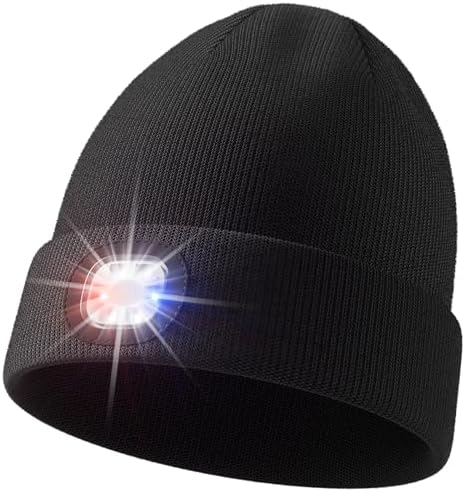 Olulse Unisex Beanie with LED Light Hands-Free Illumination