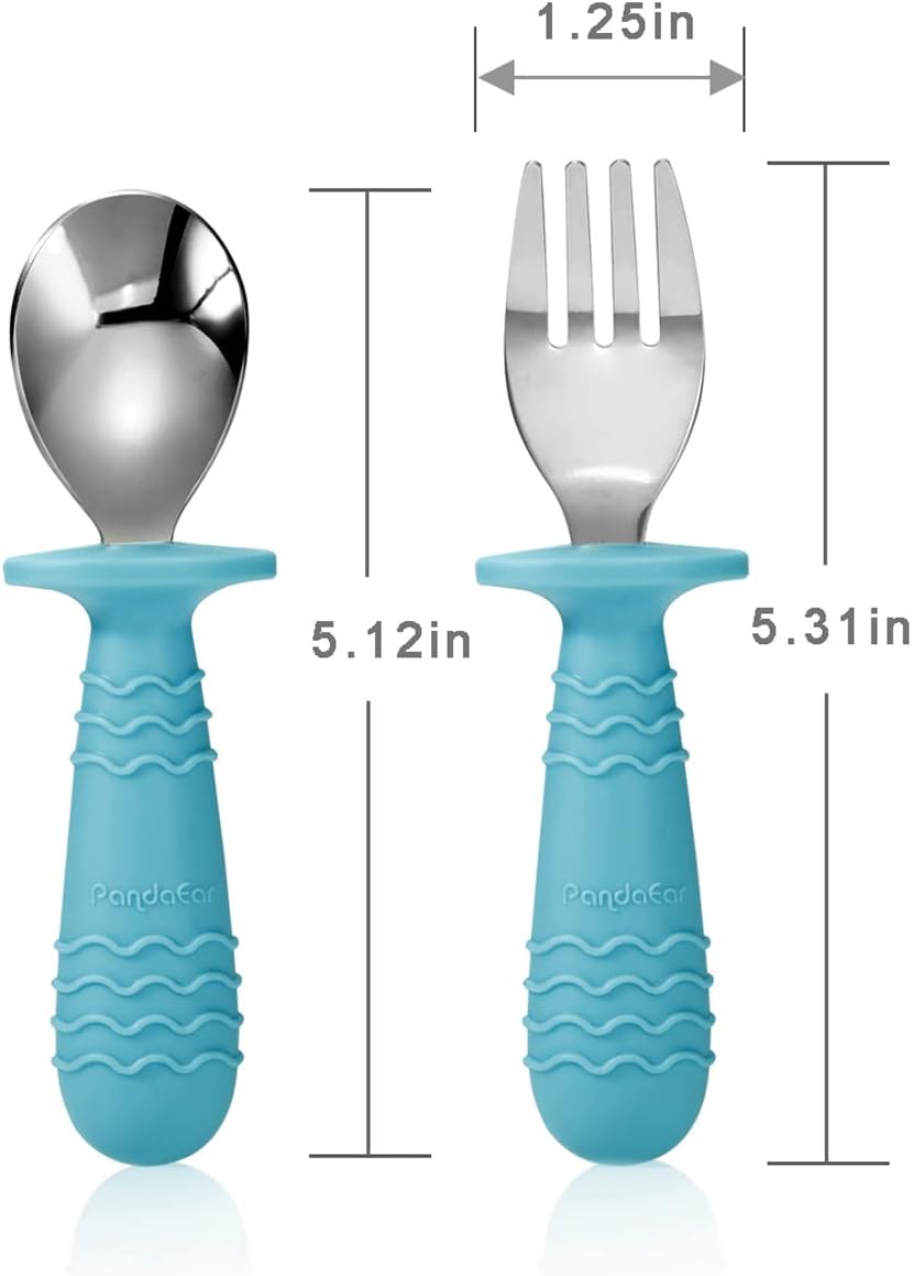 4-Piece Essential Bamboo Stainless Steel Baby Utensils for Infants Toddlers