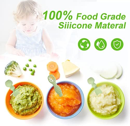4pcs Matcha Green Silicone Baby Spoons BPA Free for 6-12 Months