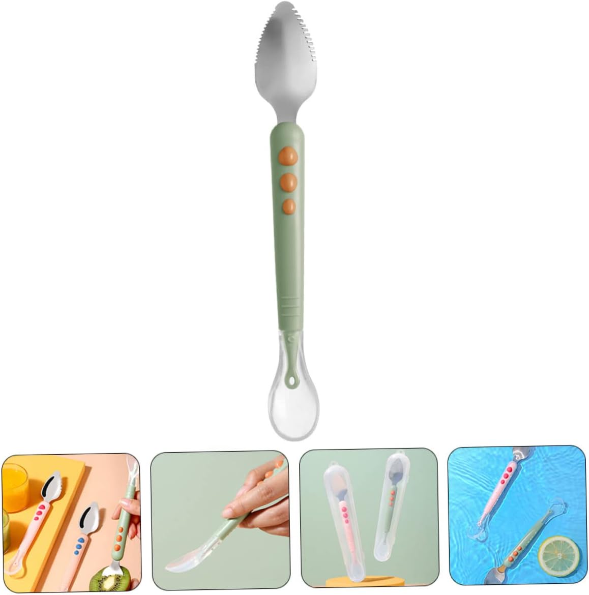 HD Double Head Feeding Spoon Soft-Tip Fruit scraper for babies