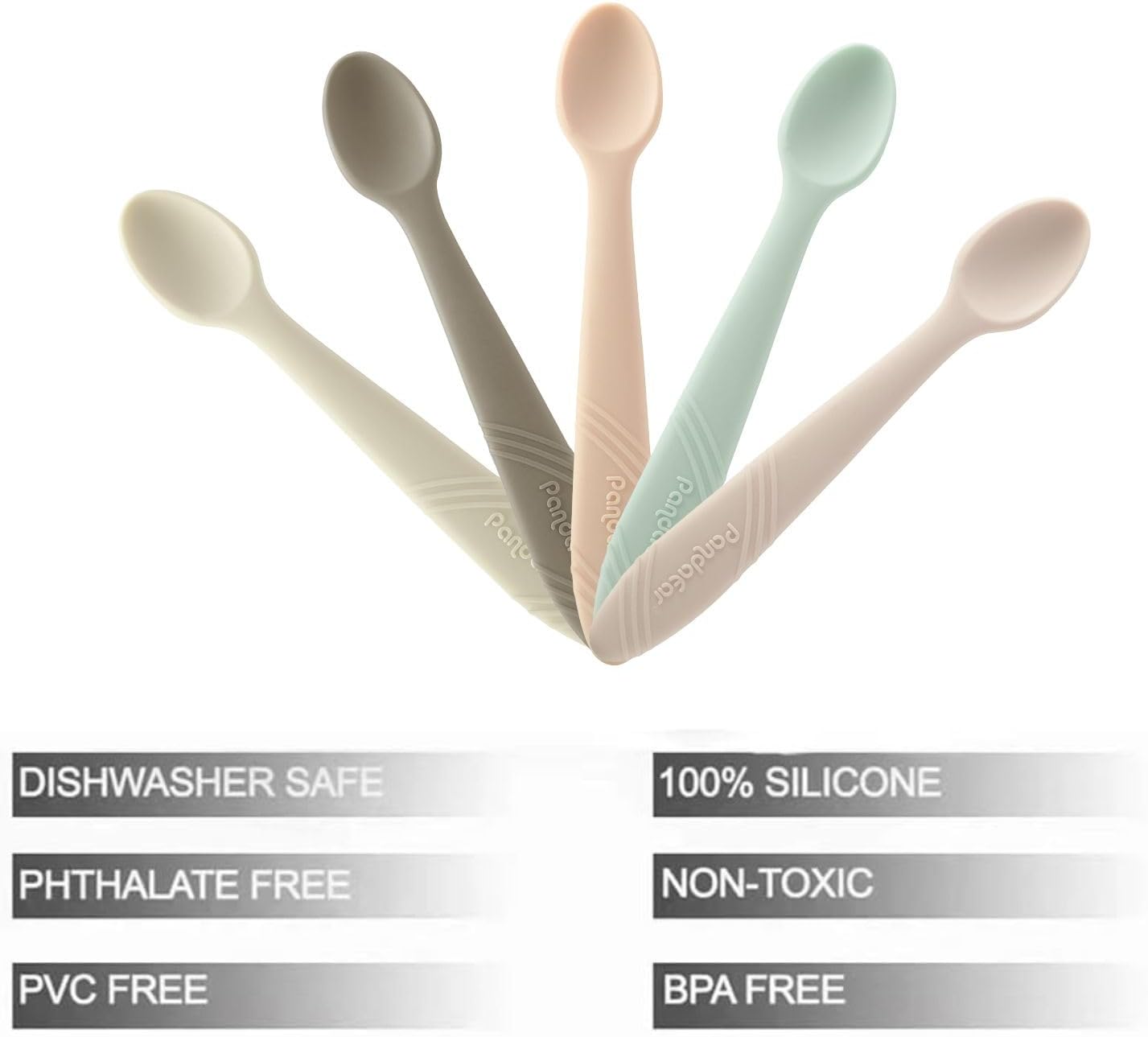 PandaEar 5-Piece Silicone Baby Spoons
