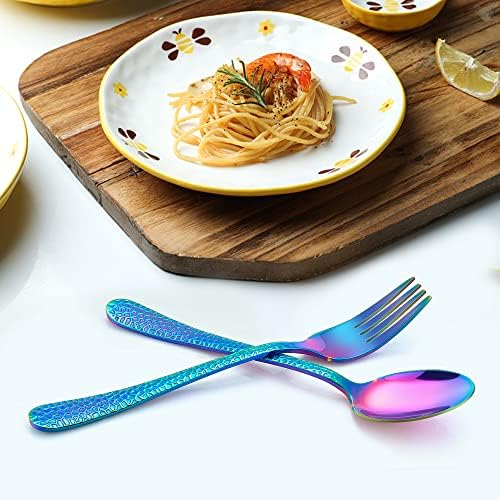 LIANYU 14-Piece Rainbow Kids Silverware Set Stainless Steel Flatware for Toddlers