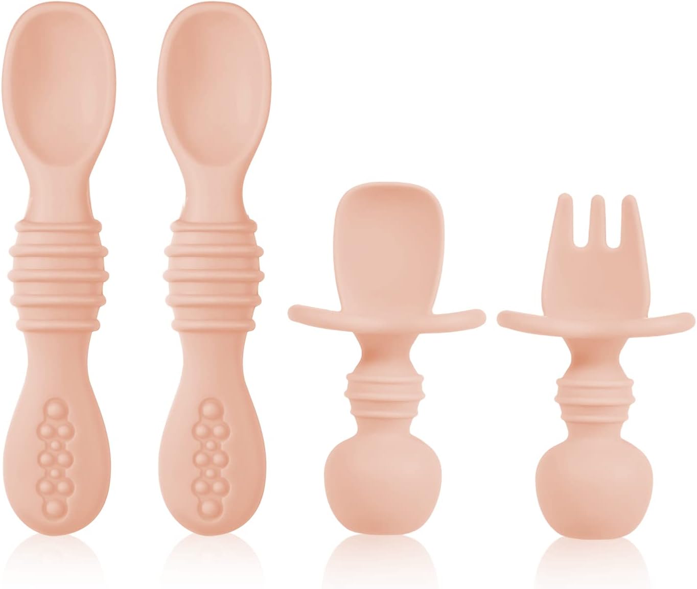 4PCS Silicone Baby Spoons Self-Feeding Pink