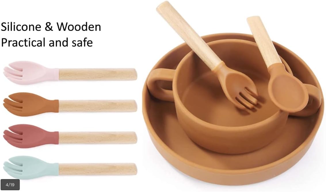 BeechWood Handles Silicone to Wood Transition Safe for Toddlers