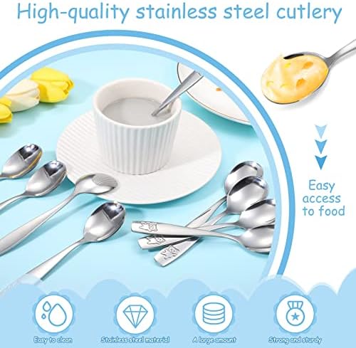Pimoys 9-Piece Stainless Steel Toddler Spoons for Kids Safe and Durable