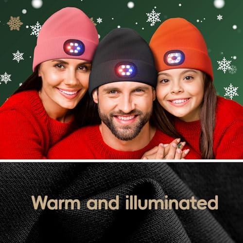 Olulse Unisex Beanie with LED Light Hands-Free Illumination