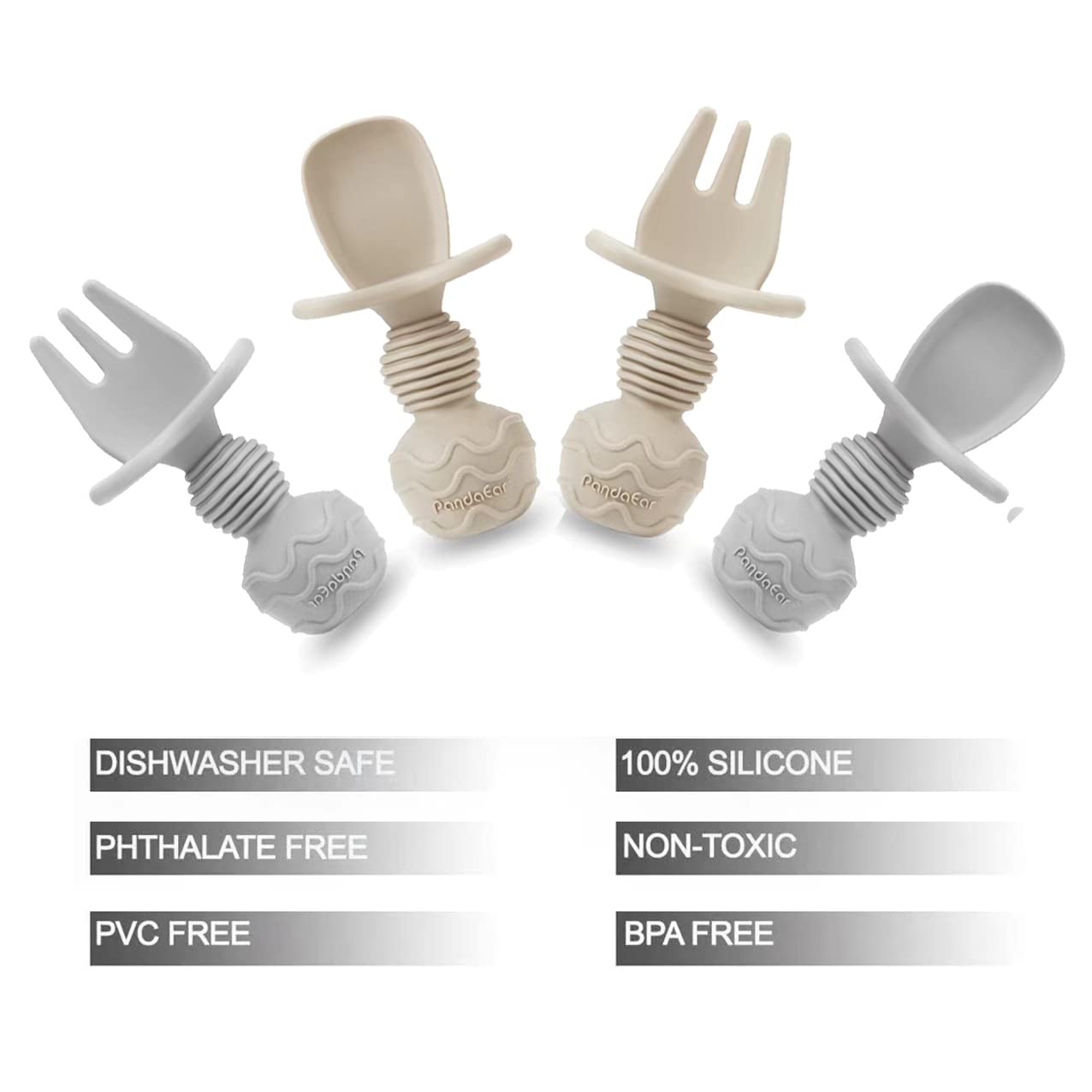 PandaEar - 4-Pack Silicone Baby Feeding Utensils for Self-Feeding