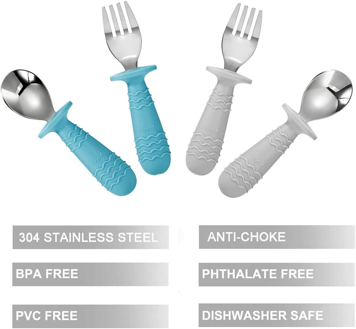 4-Piece Essential Bamboo Stainless Steel Baby Utensils for Infants Toddlers