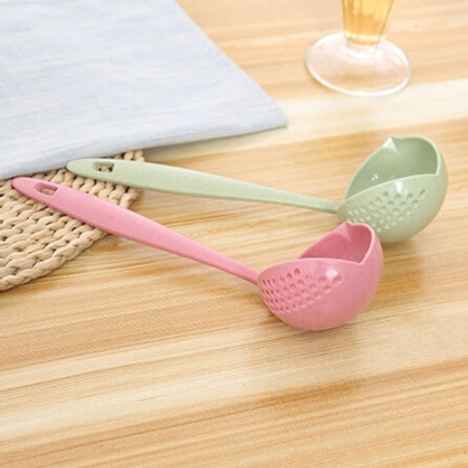 NPQPNAFC 2 in 1 Long Handle Soup Spoon Strainer