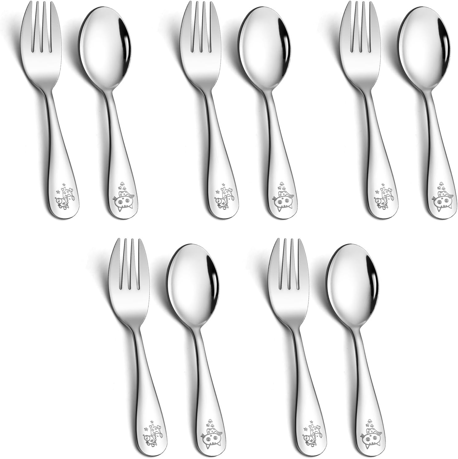 10-Piece Toddler Utensils Set Dishwasher Safe Stainless Steel for Kids