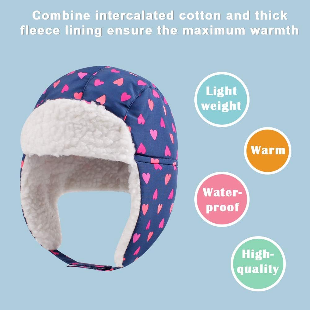 BAVST Winter Trapper Hat for Kids - Waterproof Windproof Ushanka Fleece Beanie Hat