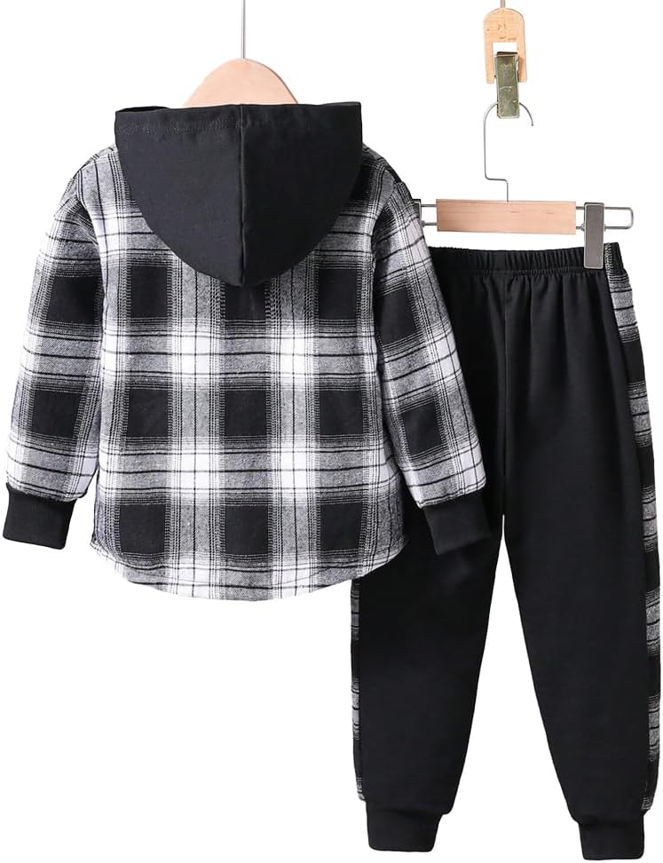 Nivne Toddler Plaid Hoodie Set for Boys