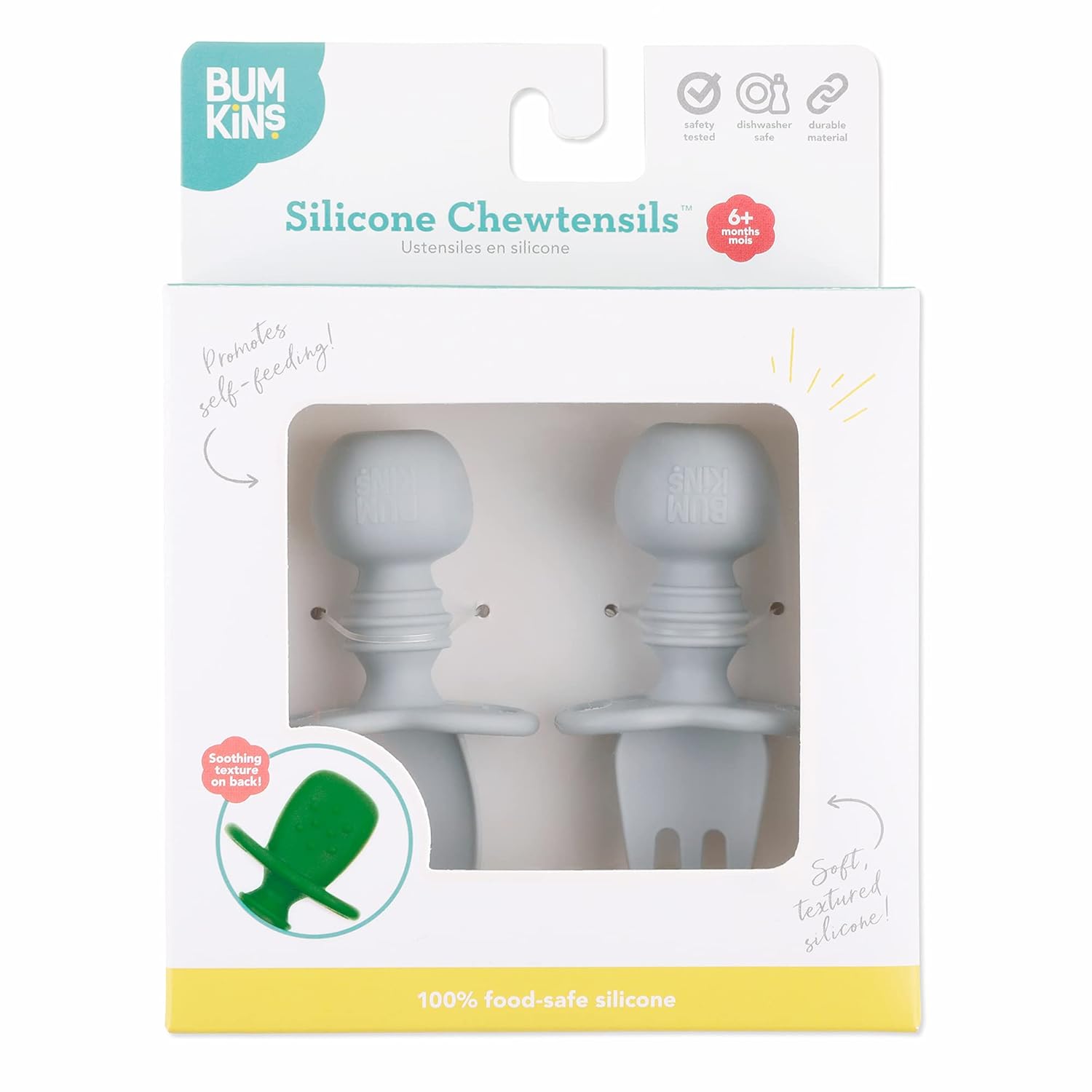 Bumkins Baby Utensils Set Chewtensils Silicone Spoons for Dipping
