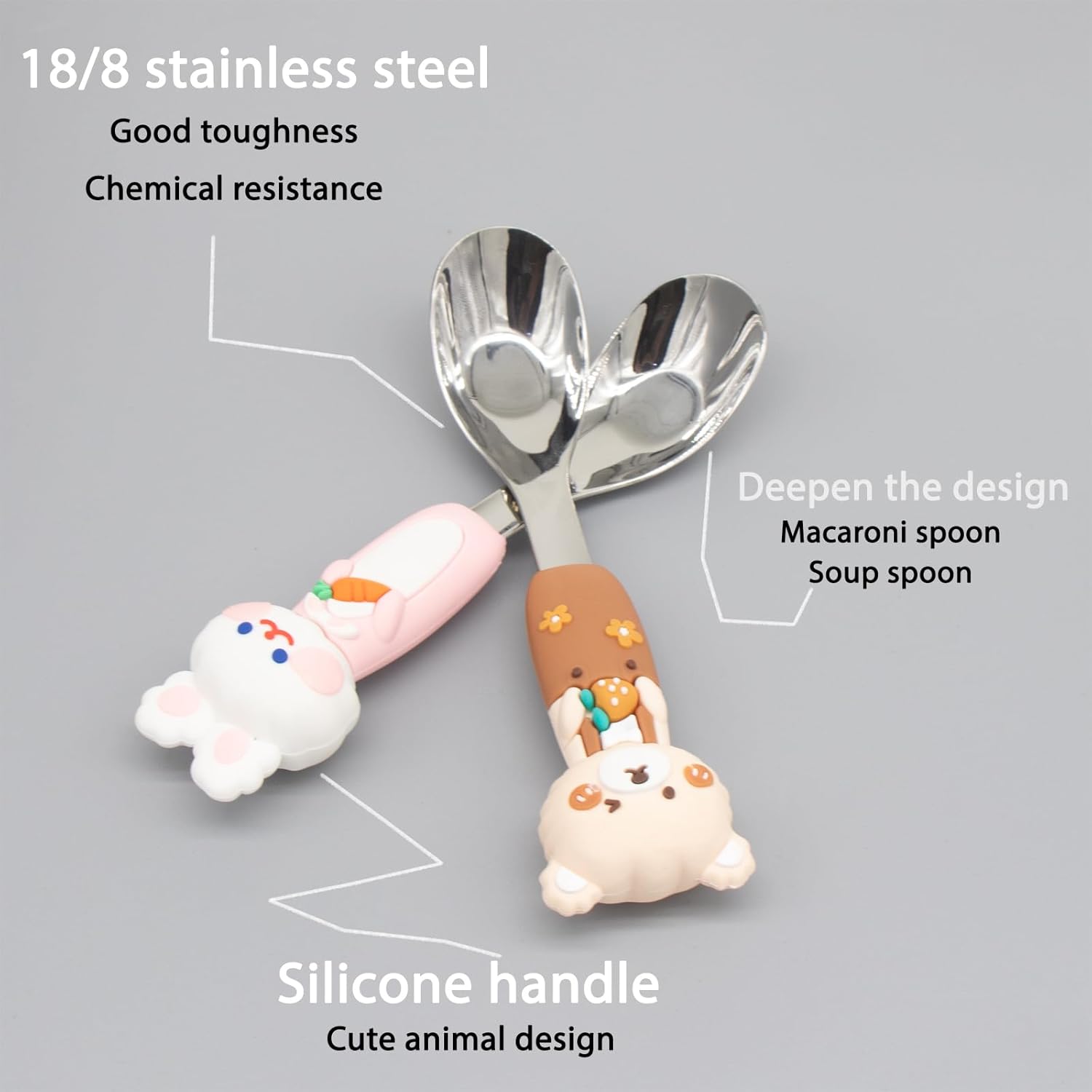 3-Piece Stainless Steel Spoon Set with Storage for Kids