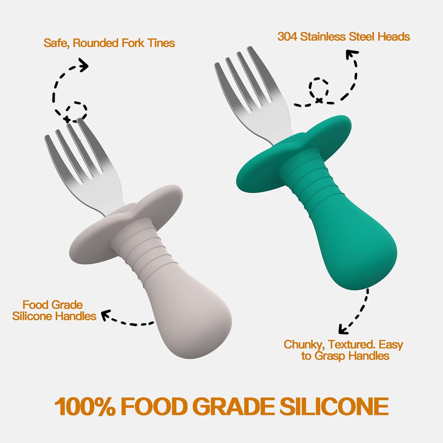 4 Piece Toddler Fork Set with Silicone Handles