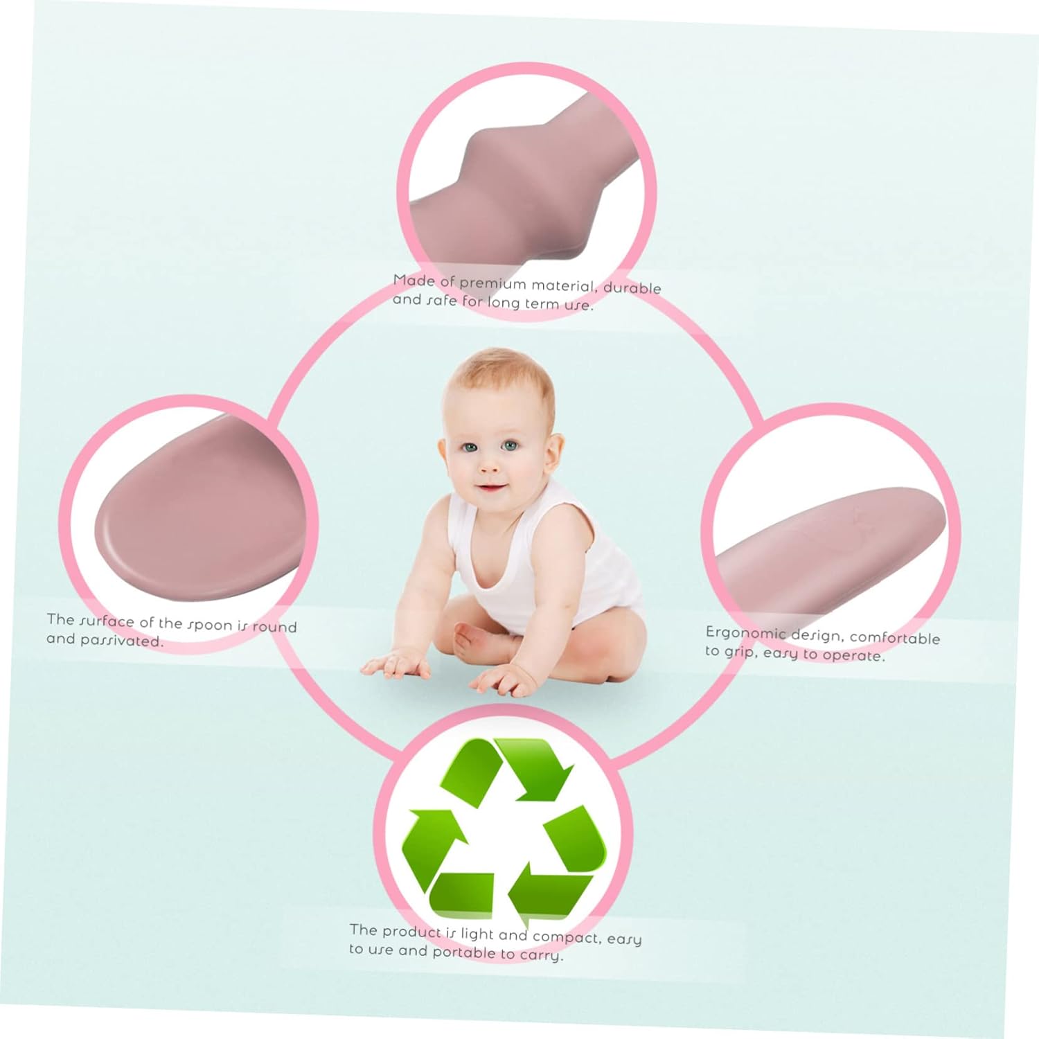 Happy Training Sof Long Handle Utensils Spoon Safe Food Grade Baby Feeding Tool