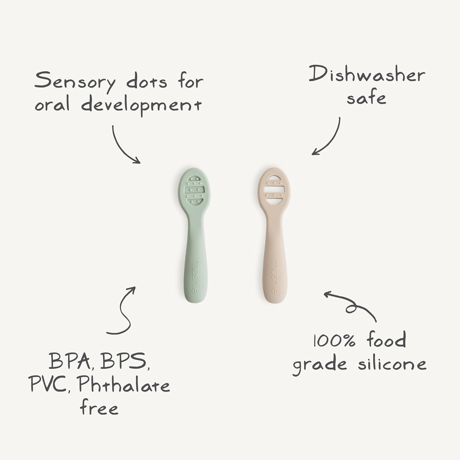 Mushie Silicone First Feeding Baby Spoons 2 Pack