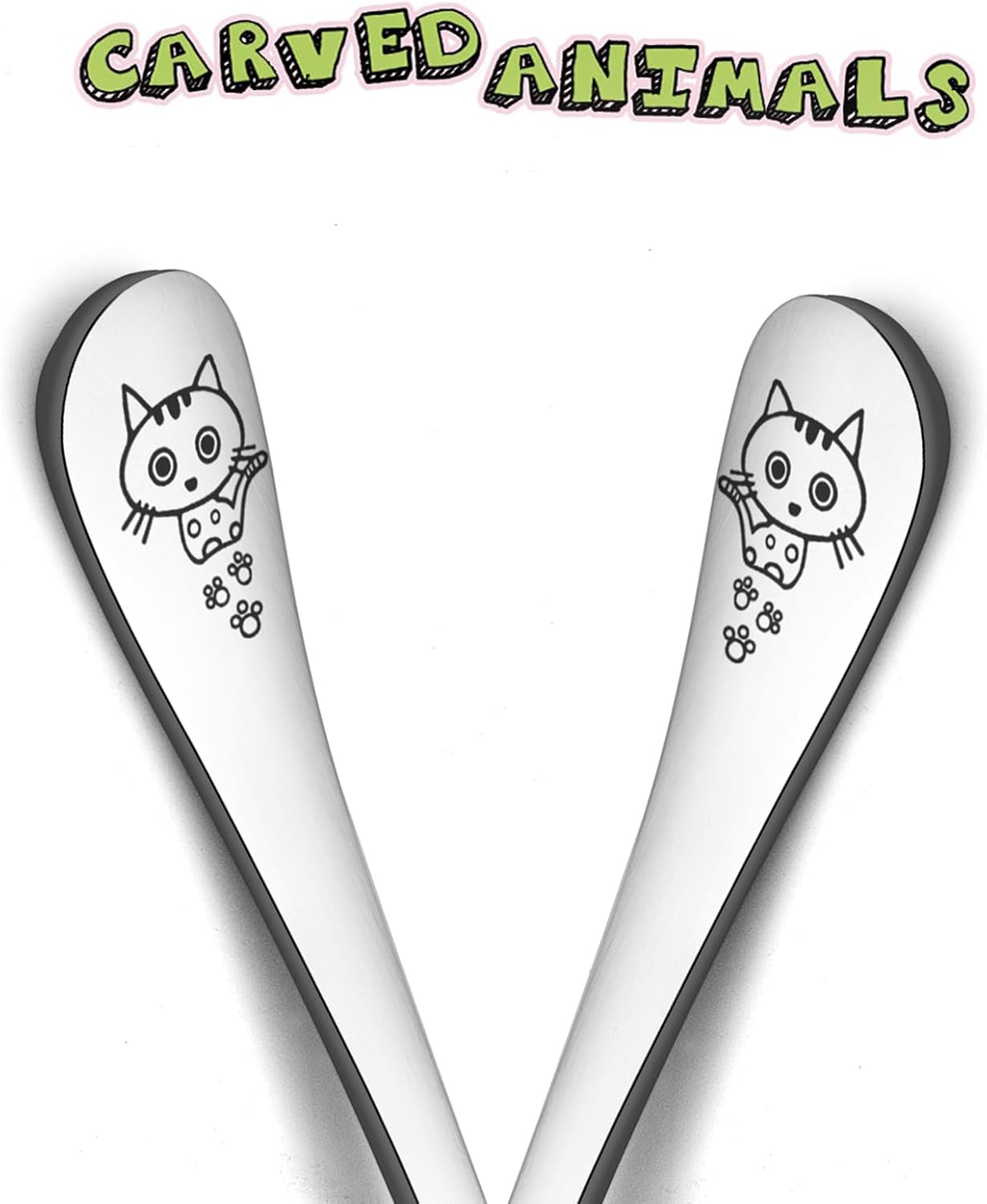 TeamFar Toddler Spoons Set with Animal Shapes Non-Toxic dishwasher safe