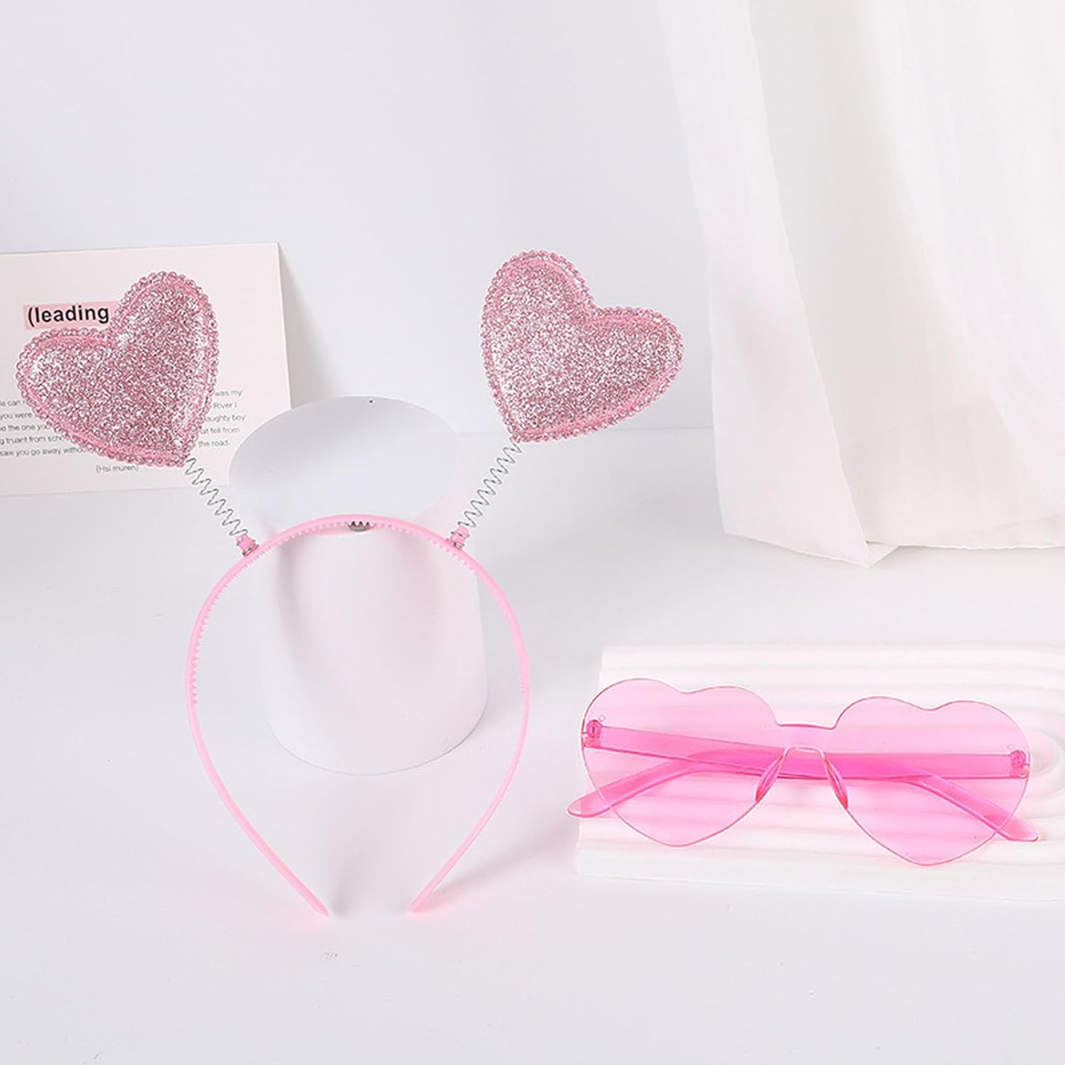 CZolden Pink Heart Headband Sunglasses
