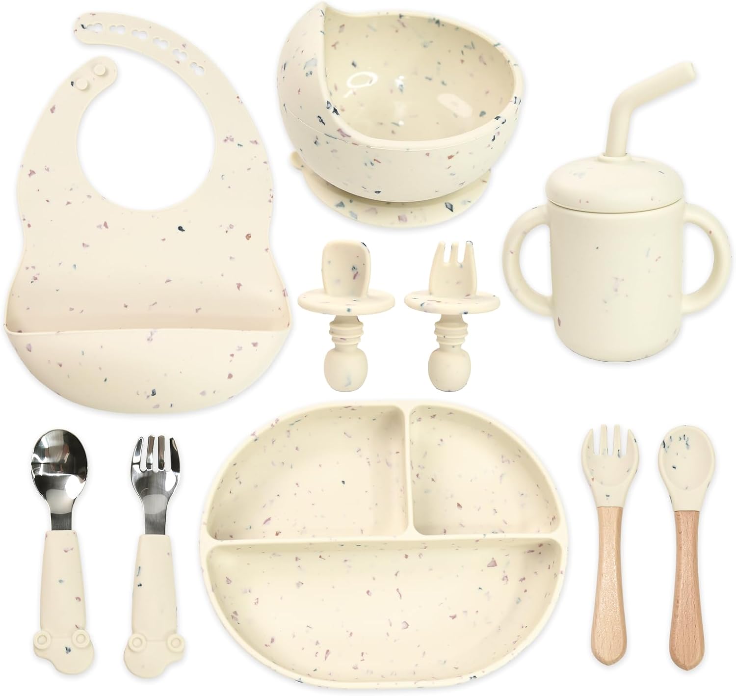 SKILLvid Nourish 10pcs Silicone Feeding Set for Babies