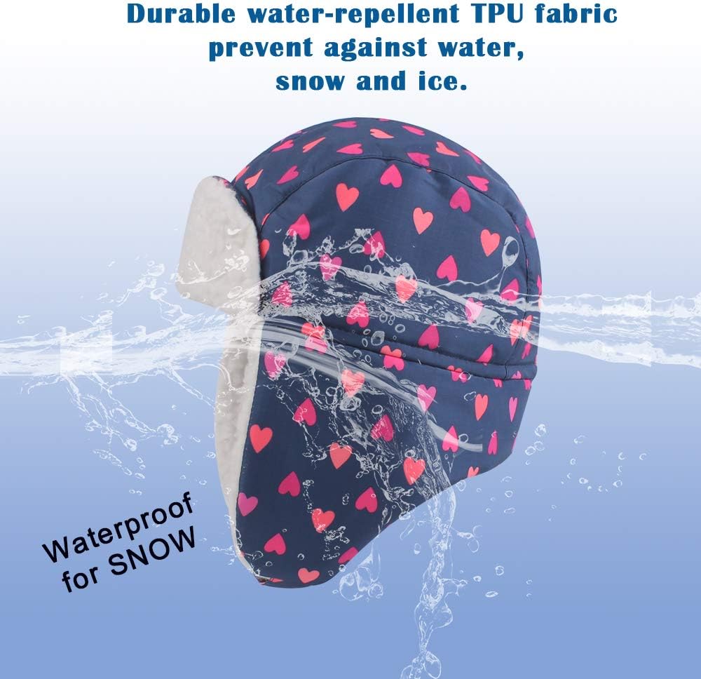 BAVST Winter Trapper Hat for Kids - Waterproof Windproof Ushanka Fleece Beanie Hat