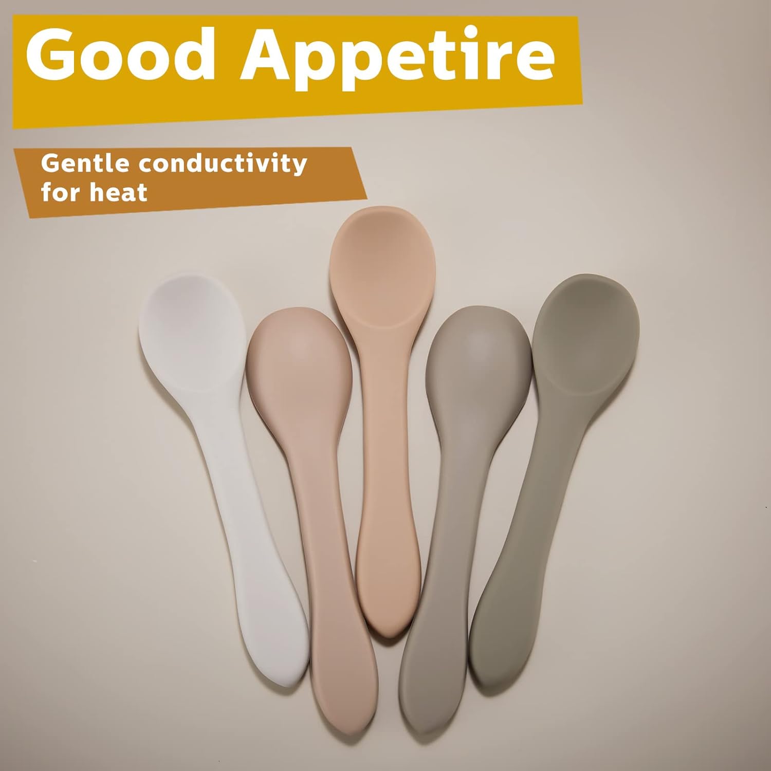 5 Piece Silicone Baby Spoons for Over 6 Months