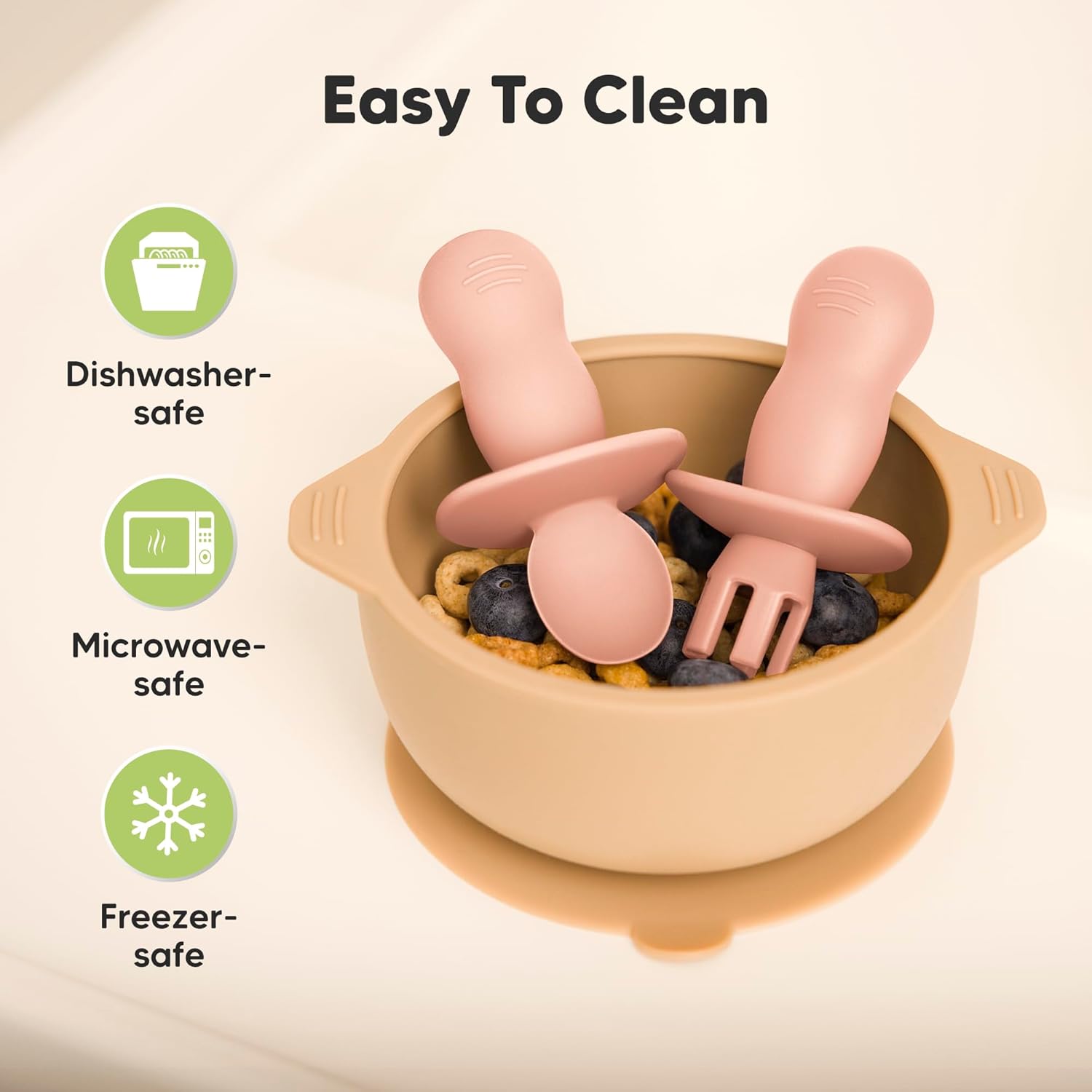 KeaBabies 4-Pack Silicone Baby Utensils Set with Suction Plates