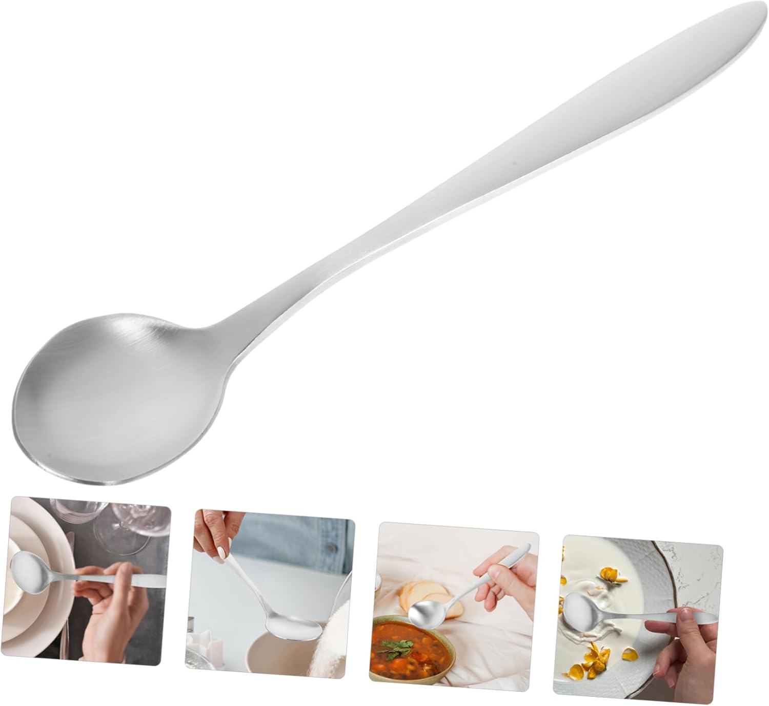 Curved Stainless Steel Ergonomic Right-Handed Spoon for Elderly Babies