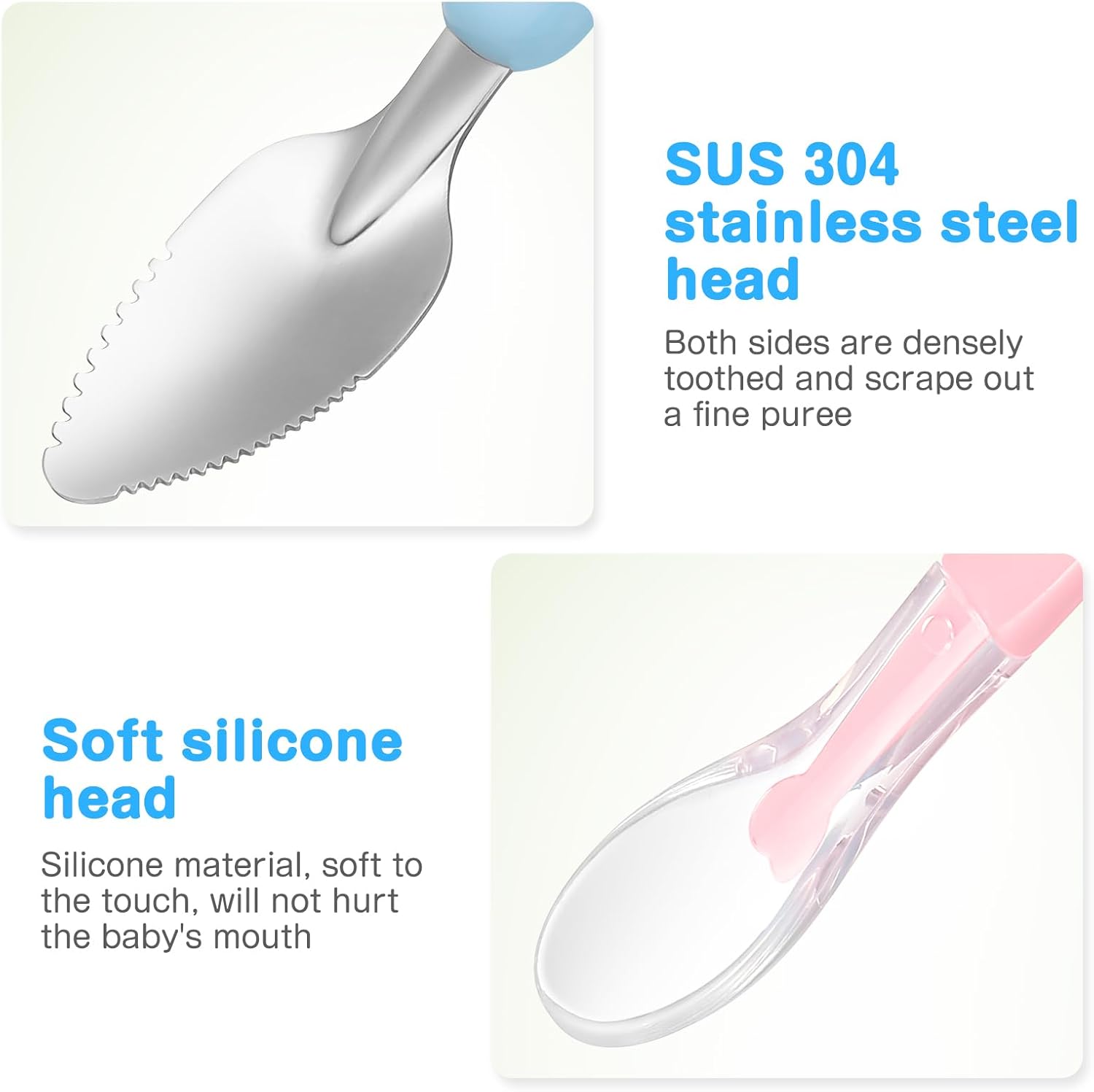 Double-Heads Silicone Feeding Spoon for Fruit Ice Cream