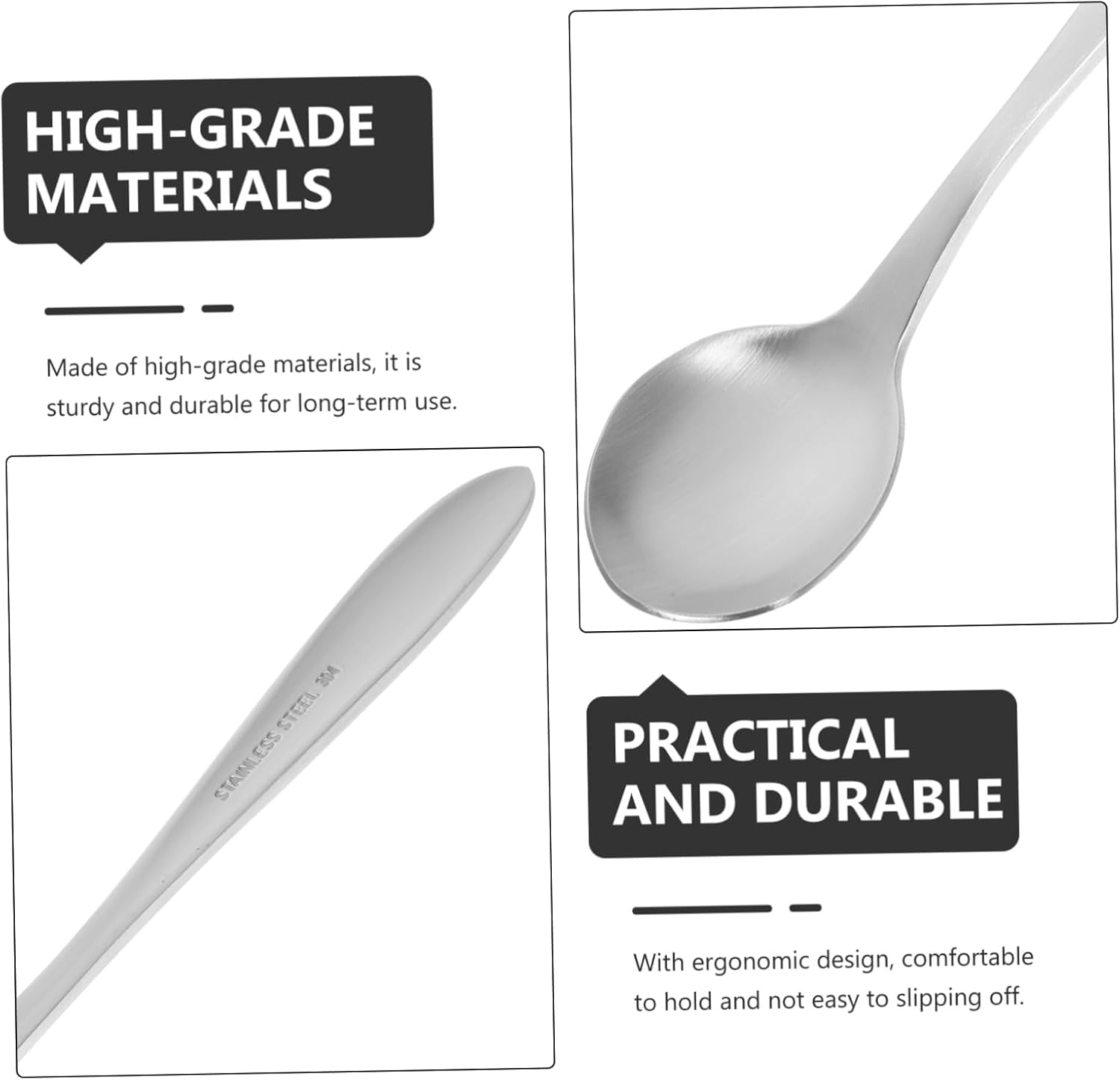 Curved Stainless Steel Ergonomic Right-Handed Spoon for Elderly Babies