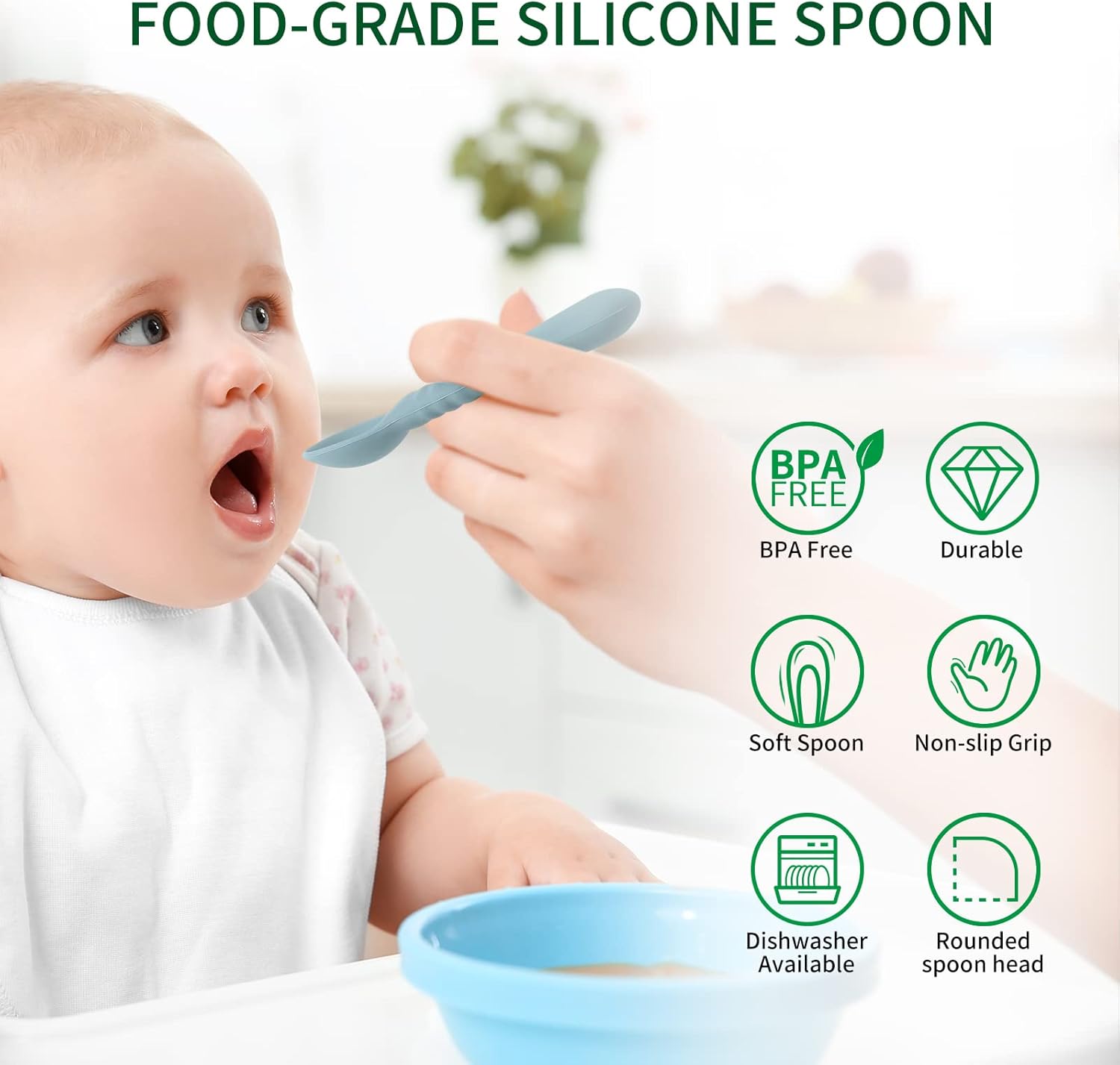 Self-Feeding Silicone Baby Spoons